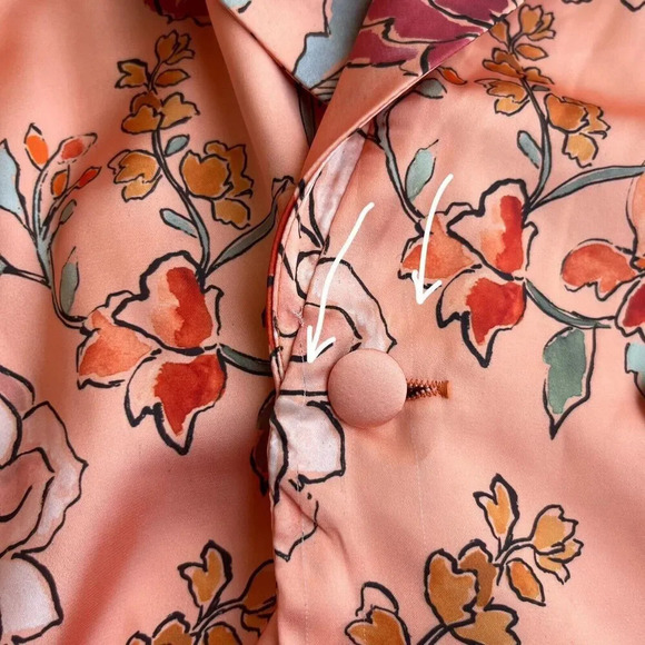 MAJORELLE Floral Blazer Flare Long Sleeve Double Breasted Rayon Peach Jacket XS - Picture 6 of 6